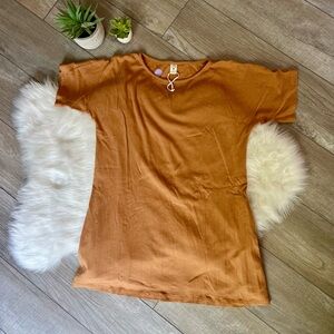 KATE QUINN | NWOT Orange, Ribbed Short Sleeve Tee Dress with Pockets (XL)